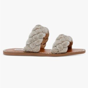 Steve Madden Women’s Newbie Sandal Rhinestone Silver Size 8